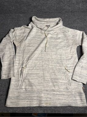 Talbots Light Heathered Grey Pullover Mock Neck Sweatshirt with Zippered Pockets